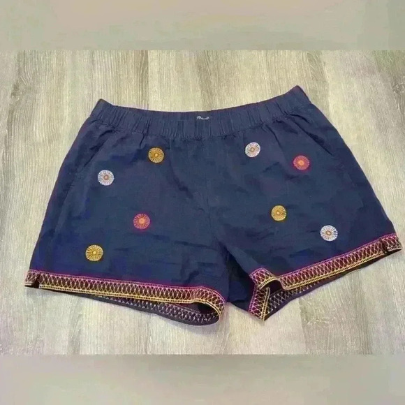 Madewell Navy Floral Flower Embroidered Shorts M - Picture 2 of 8